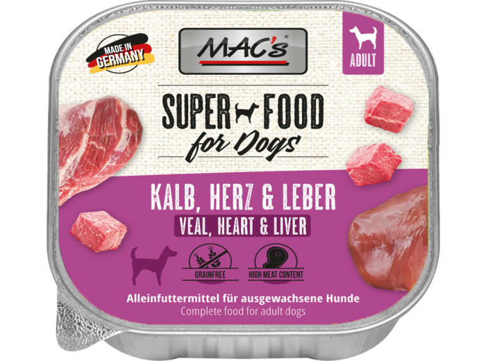 MAC'S Chien, Veau, coeur & foie - 150G