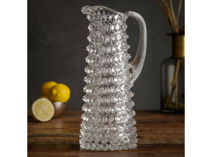 Pichet Haut En Cristal Transparent Pointe De Diamant Majestueux 12x28cm