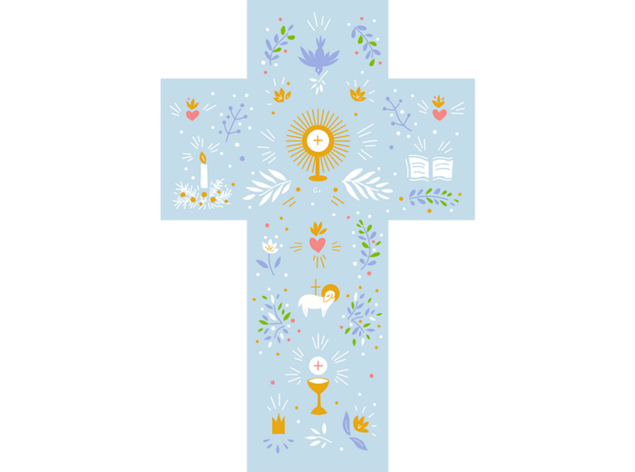Croix Bleue Louange - Communion - 15x10cm