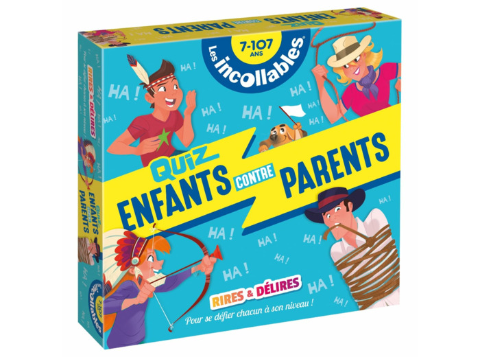 BOITE QUIZ - INCOLLABLES - ENFANTS VS PARENTS - RIRES ET DELIRES