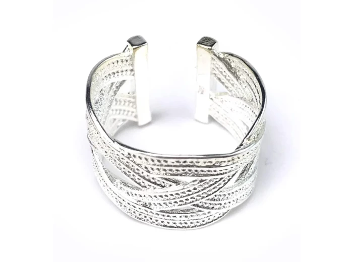 Bague Ajustable Argent Femme Entrelacé