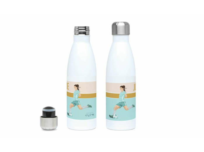 Gourde isotherme football féminin "La footballeuse" - Personnalisable