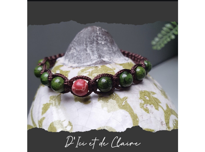 Bracelet Shamballa 8 perles de jaspe vert et 1 jaspe impérial