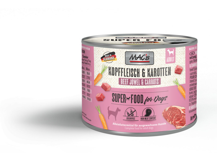 MAC'S humide pour chien, à la viande de tête & carottes - 200g