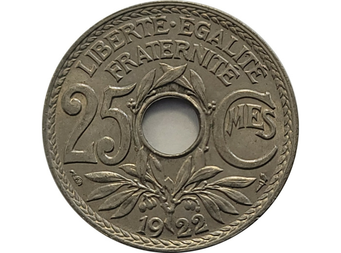 FRANCE 25 CENTIMES LINDAUER 1922 SUP (G380)