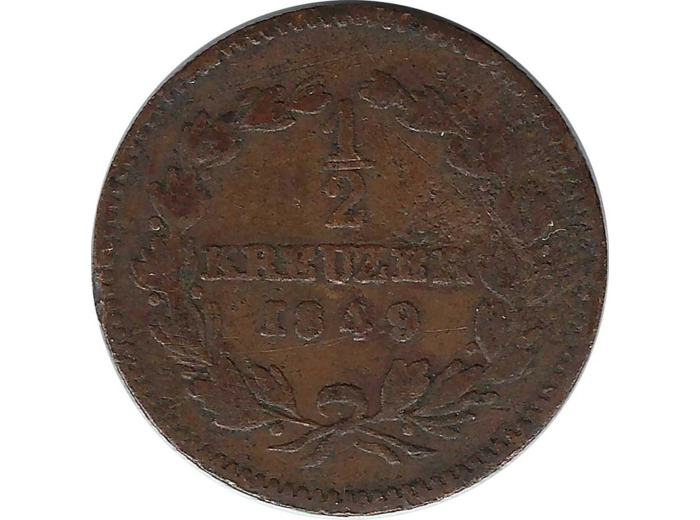 ALLEMAGNE BADEN 1/2 KREUZER 1849 TB+