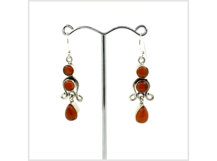 Boucles d'oreilles Cornaline et Argent Massif