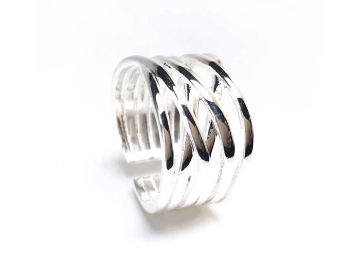 Bague Unique Ajustable Entrelacés Argent