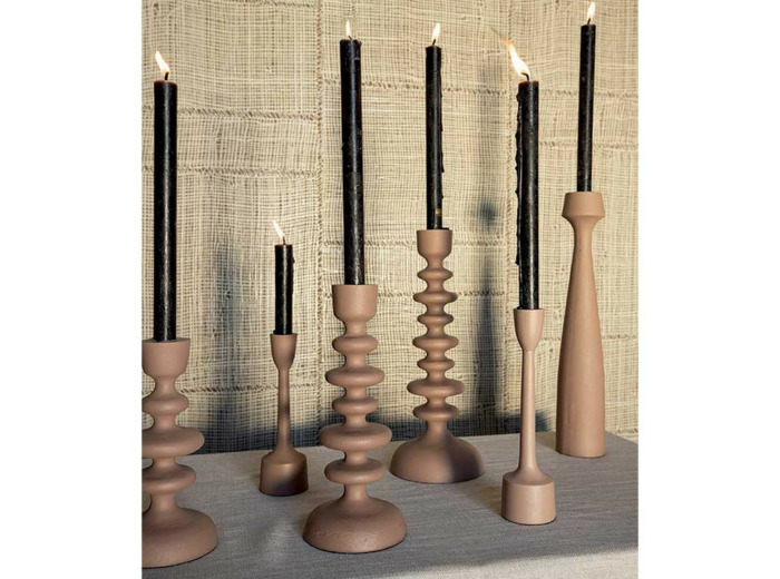 Bougeoir rose avec ronds 10x20cm