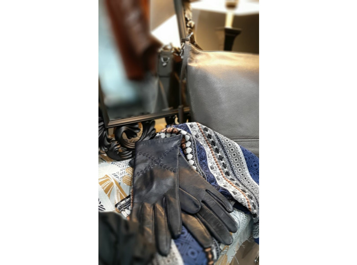 GF61037 Gants femme cuir agneau marine , bison, marron