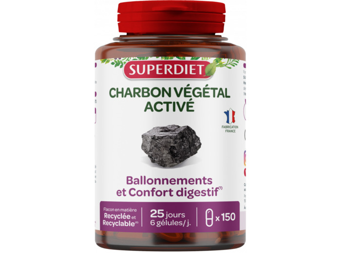 Charbon végétale activé-150 gélules-Superdiet