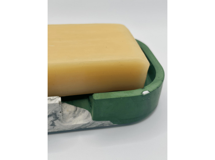 Porte savon Vert et Marbre en Jesmonite