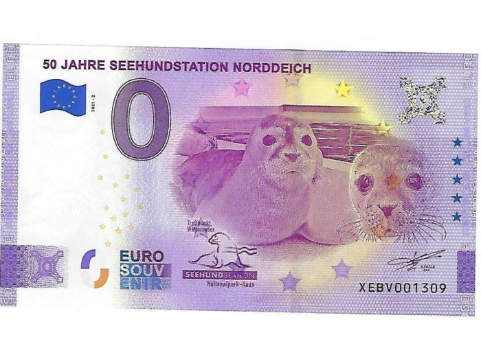 ALLEMAGNE 2021-2 50 JAHRE SEEHUNDSTATION NORDDEICH BILLET SOUVENIR 0 EURO