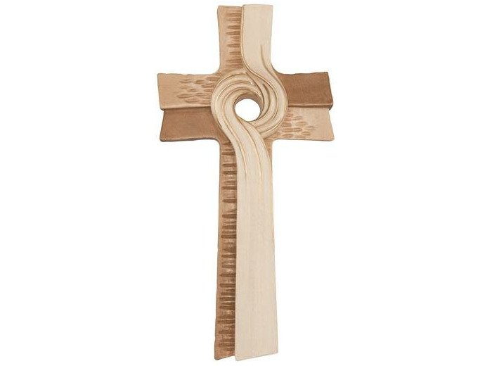 Croix de la Méditation en bois 16cm- 2 tons
