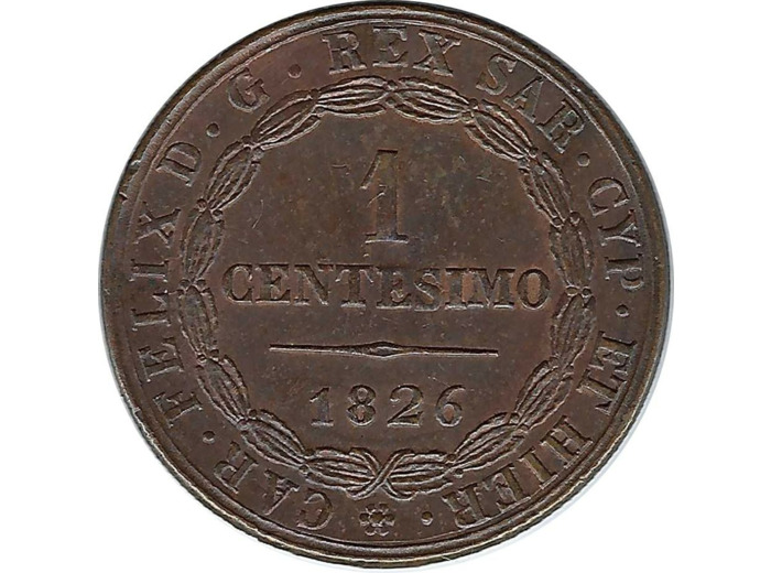 ITALIE (SARDAIGNE) 1 CENTESIMO 1826 P TTB+