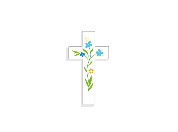 Magnet Croix Amour Fleurs 5.5x10cm