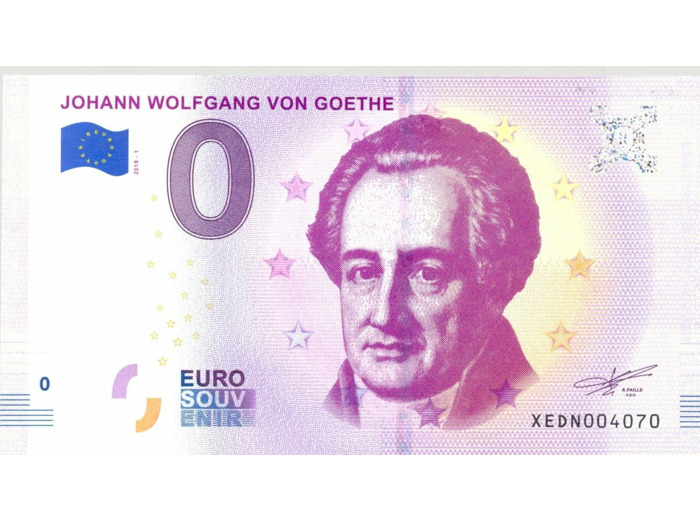 ALLEMAGNE 2018-1 JOHANN WOLFGANG VON GOETHE BILLET SOUVENIR 0 EURO