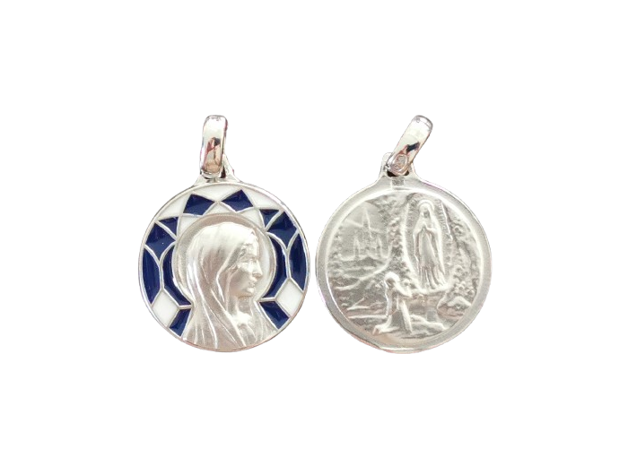 Médaille 18mm en Argent 925 - VIERGE IMMACULEE/LOURDES