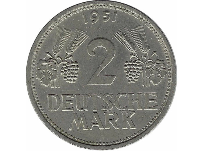 ALLEMAGNE 2 MARK 1951 G TTB+