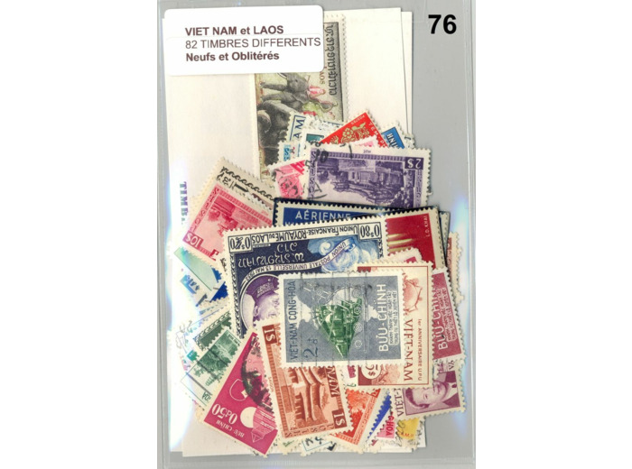 82 TIMBRES VIET NAM ET LAOS DIFFERENTS NEUFS ET OBLITERES *76