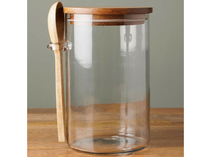 Bocal hermétique cuillère bois 20x14cm