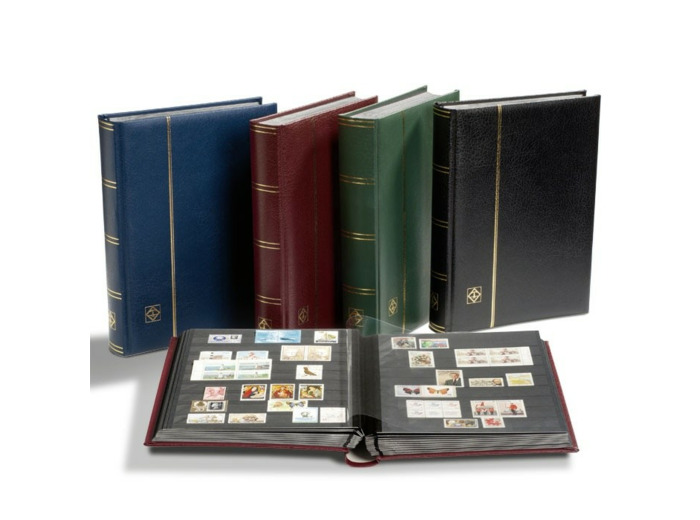 Classeur PREMIUM TIMBRES 32 pages noires en cuir 4 couleurs au choix