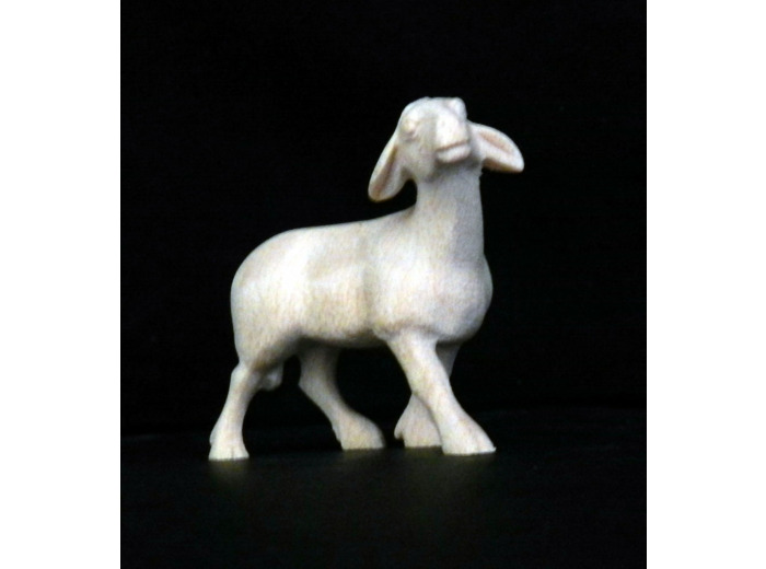 Mouton debout tête dressée 9cm bois naturel