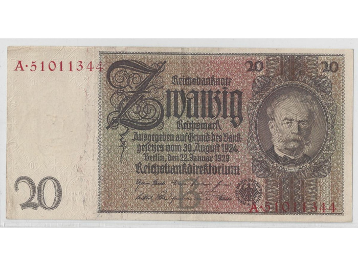 ALLEMAGNE 20 REICHSMARK 1929 TTB+