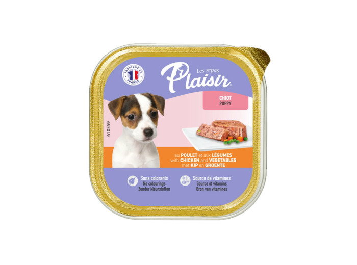 Repas plaisir Chiot, Pâtée au POULET et aux Légumes - 300g
