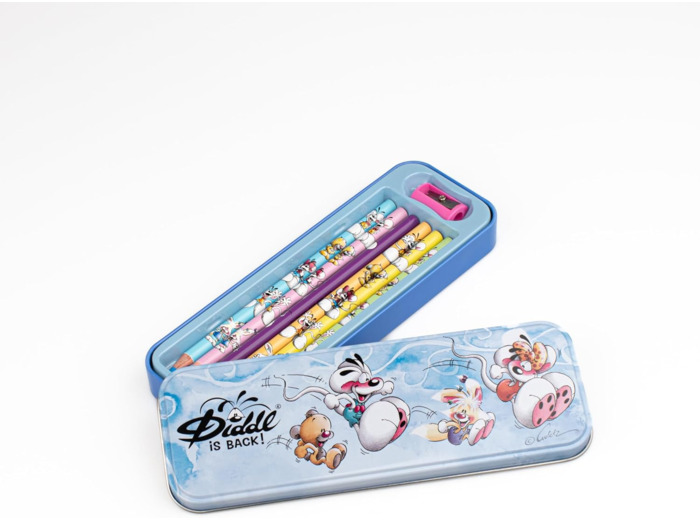 Diddl - Plumier métal 6 crayons de couleurs