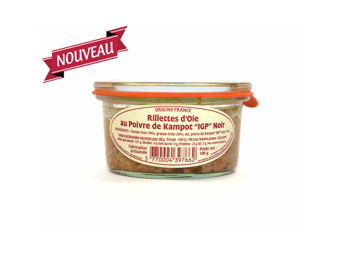 Rillettes d’Oie au Poivre de Kampot “IGP” Noir 100 g
