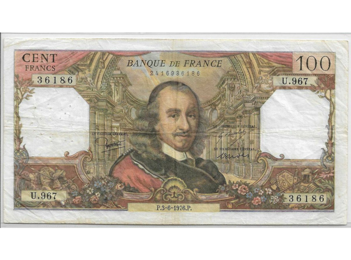 FRANCE 100 FRANCS CORNEILLE 3-6-1976 U.967 TB+