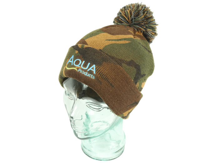 bonnet camo bobble hat aqua