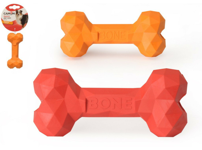 Jouet pour chien, Os géométrique en caoutchouc - 11cm