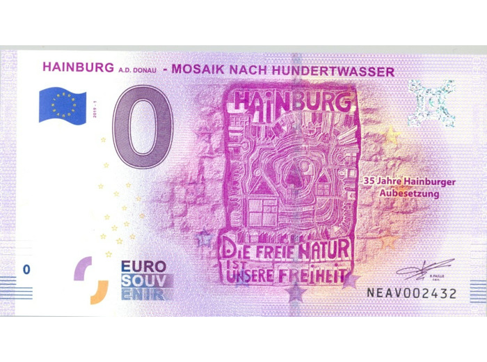 AUTRICHE 2019 -1 HAINBURG A-D DONAU BILLET SOUVENIR 0 EURO TOURISTIQUE NEUF