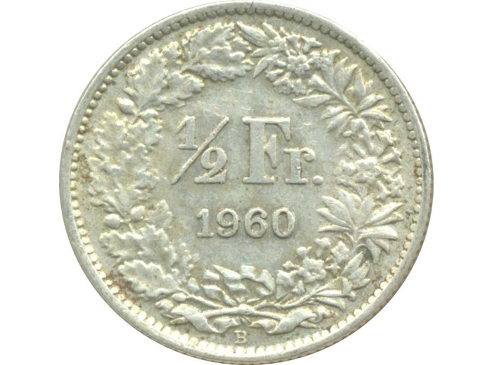 SUISSE 1/2 FRANC 1960 B TTB+ N1