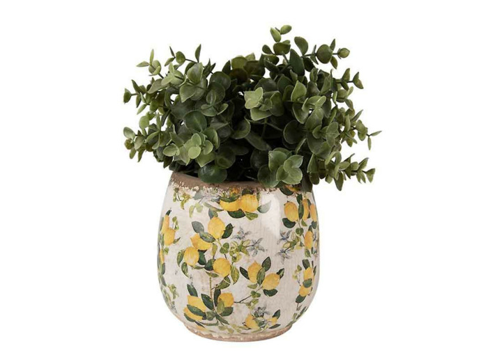 Pot de fleurs citron céramique 13x13x13cm
