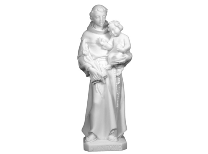 St Antoine - Statue en albâtre 20cm -Blanc