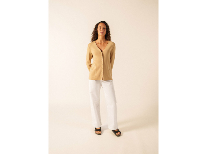 Gilet col V Blainville boutonné maille fine 100% laine Mérinos - SAINT JAMES