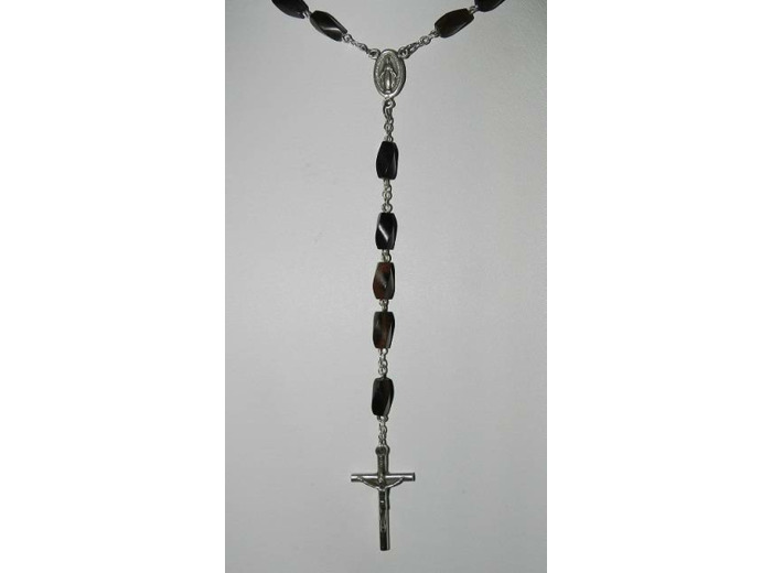 Chapelet en Hématite sur chaine argentée + boite