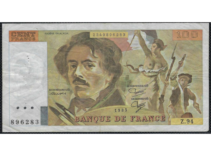 FRANCE 100 FRANCS DELACROIX 1985 SERIE Z.94 TTB