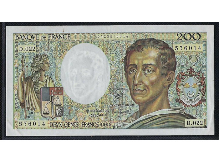 FRANCE 200 FRANCS MONTESQUIEU 1984 SERIE D .022 SUP