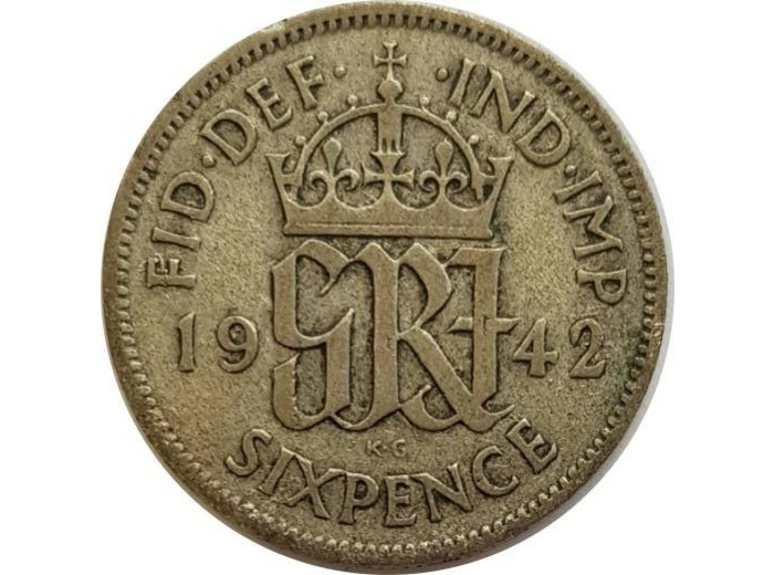 GRANDE BRETAGNE 6 PENCE 1942 GEORGES VI TTB