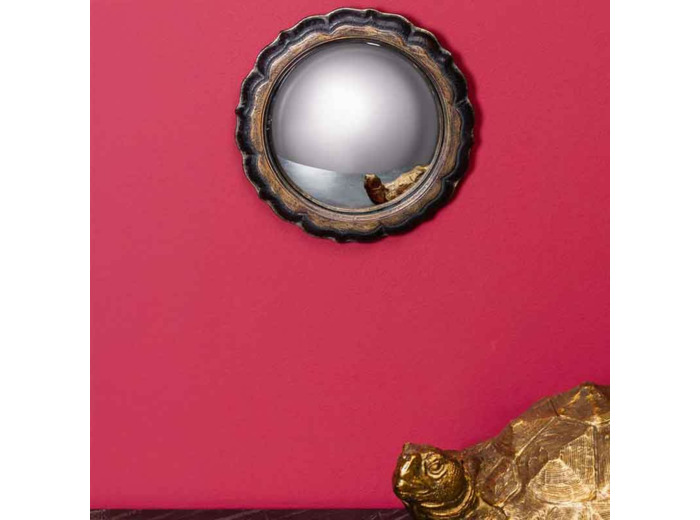 Miroir convexe Fleur noir doré 19cm