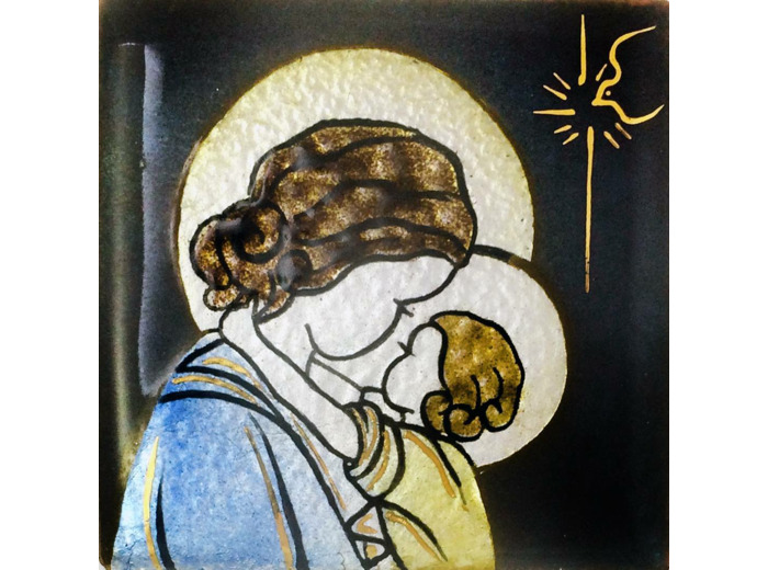 Vierge de Botticelli 6,2X6,2cm - EMAUX DU LIBAN