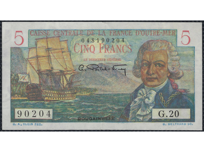 CAISSE CENTRALE DE LA FRANCE D'OUTRE-MER 5 FRANCS BOUGAINVILLE 1947 G.20 SUP+