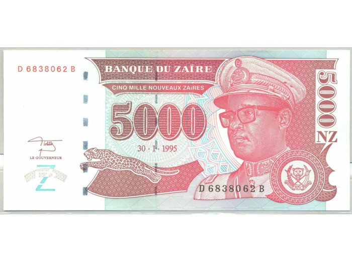 ZAIRE 5000 NOUVEAUX ZAIRES 30-01-1995 SERIE D NEUF
