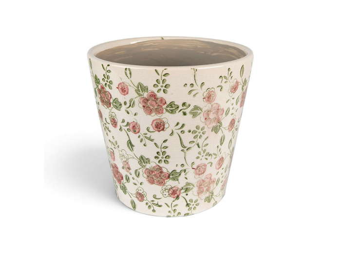 Pot de fleurs d'intérieur céramique beige 14x13cm