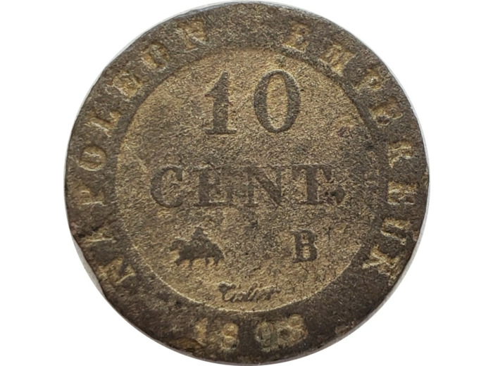 FRANCE 10 CENTIMES NAPOLEON 1er 1808 B (Rouen) TB (G190)