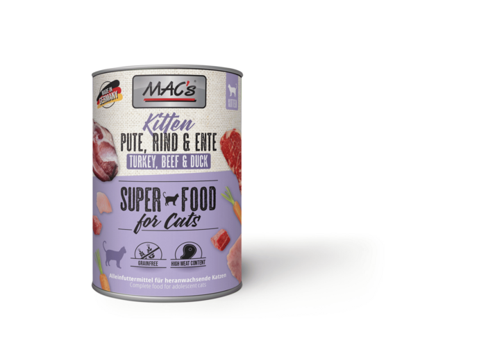 MAC'S pour chaton, Dinde, boeuf & canard - 400g